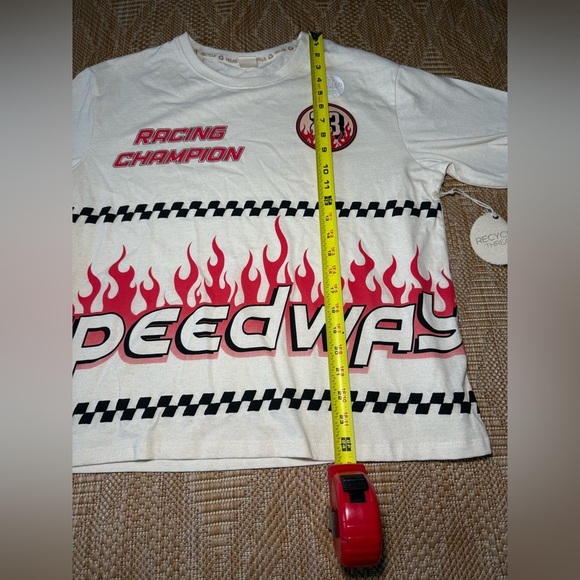 Recycled Threads Men's Beige Racing Graphic Flame Tshirt "Speedway," Size L,NWT - Picture 5 of 7